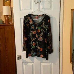 JOHNNY WAS henley style shirt, size XXL. 95% bamboo fabric. 3/4 sleeves. Nice!